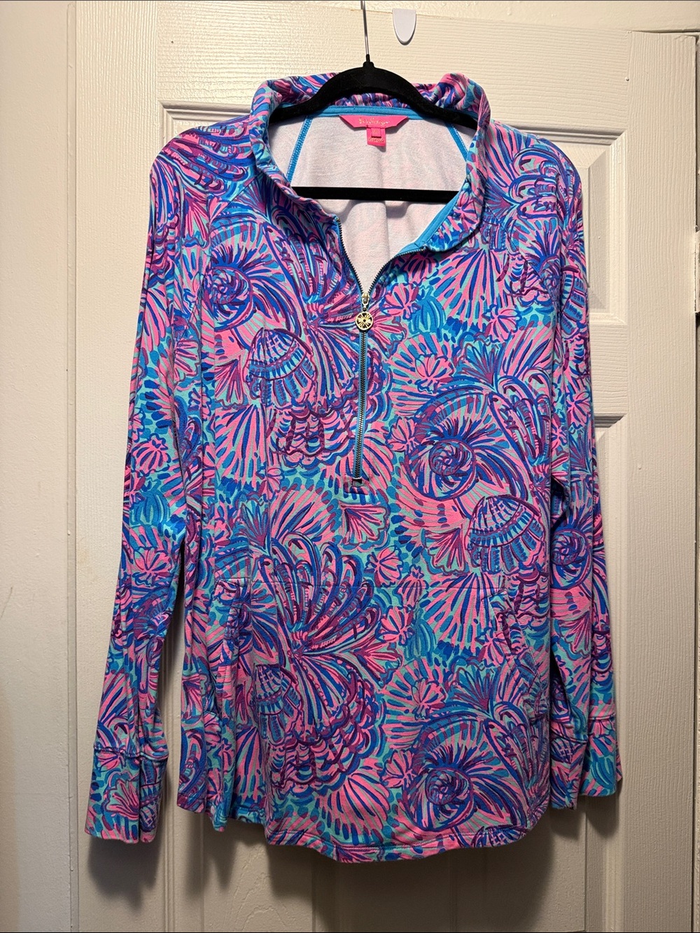 Lilly Pulitzer Skipper Pink, Blue & Purple Floral Quarter-Zip Popover